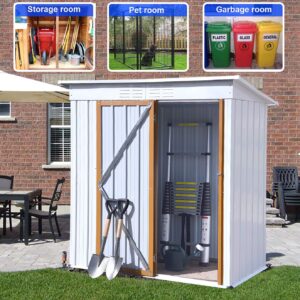 5ft x 3ft Outdoor Metal Storage Shed，Sun Protection, Waterproof Tool Storage Shed for Backyard, Patio, Lawn (White)