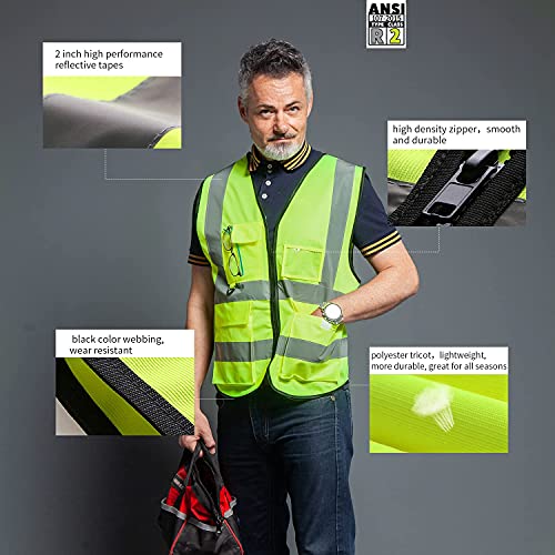 Tydon Guardian Reflective Safety Vest for Women Men High Visibility Security With Pocket Zipper Front Meet ANSI/ISEA Standard