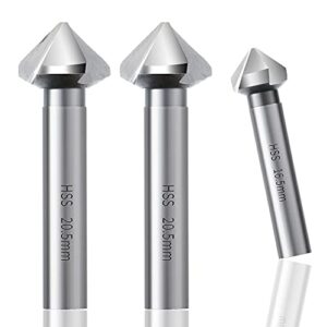 HUAZHICHUN Countersink Drill Bit Set 6 pcs High Speed Steel 3 Flute 85 Degree Steel Counter Sink for Wood and Metal in Sizes 1/2",1/3",1/4",2/3",2/5",4/5" Set