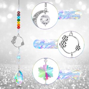 7 Pieces Sun Catcher Crystals Colorful Hanging Prism Suncatcher Window Ornament Beads Chain Sphere Chandelier Pendants for Home Wedding Gifts Decoration (Fresh)