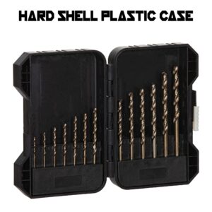 Cobalt Drill Bits for Metal and Steel - 13 Piece Set in SAE Sizes (1/16" - 1/4") M35 Fully Grounded 5% Cobalt - Plastic Storage Case Included