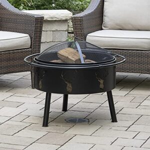 Blue Sky Outdoor Living WBFB29-MD 29” Round Barrel Wood Fire Pit with Steel Ring