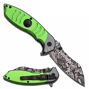 New NEW! Z-Hunter Green Grey Razor Style Spring Open Assisted Folding Pro Tactical Knife Zombie Dead Survival Camping Outdoor Knife TG-0454M by ProTacticalUS