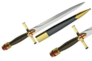 new fixed blade pro tactical knife 15.5" inch overall gold crusader dagger knights templar survival camping outdoor knife tg-2397m by protacticalus