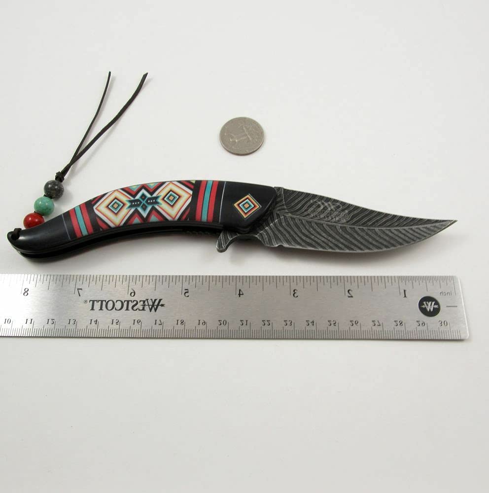 New NEW! Native American Style Black Colorful Spring Open Assisted Folding Pocket Pro Tactical Knife Survival Camping Outdoor Knife TG-1744M by ProTacticalUS