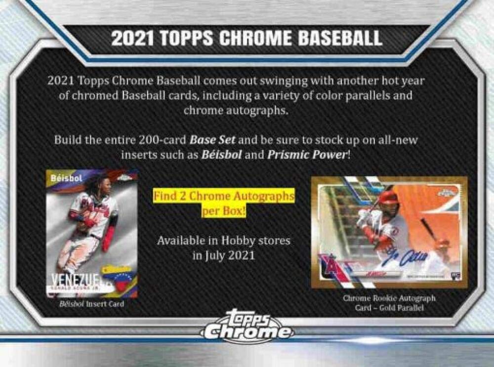 2021 Topps Chrome Baseball Hobby Box