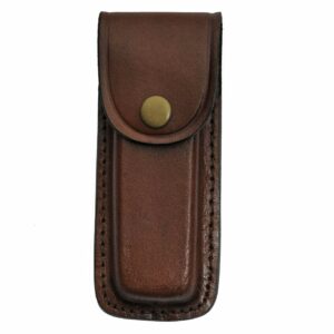 New Folding Pro Tactical Knife Sheath Brown Real Leather Snap-Button Case for 5" inch Folding Knives Survival Camping Outdoor Knife TG-0968M by ProTacticalUS