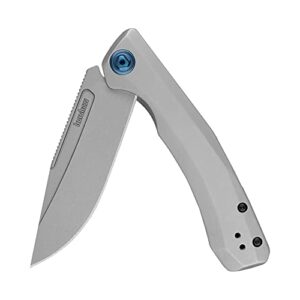 kershaw highball xl clip point pocket knife, 3.3-in. blade, manual kvt ball bearings opening, frame lock (7020),gray