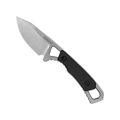 Kershaw Brace Drop Point Pocket Knife, 2-in. Blade, Molded Neck Sheath, Fixed Blade (2085) , Black