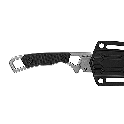 Kershaw Brace Drop Point Pocket Knife, 2-in. Blade, Molded Neck Sheath, Fixed Blade (2085) , Black