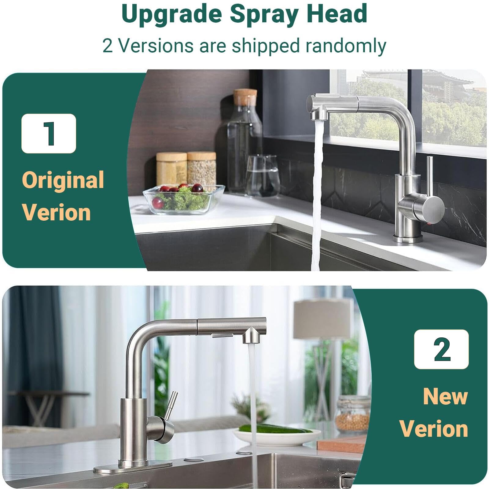 APPASO Bar Sink Faucet 8 INCH, Brushed Nickel Kitchen Faucet with Pull-Out Sprayer Stainless Steel, Modern Single Handle Bathroom Utility Faucet, Pull Down Small Faucet for RV Camper Outdoor Restroom