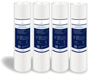 hydraira 4-pack 10 micron 9.87” x 2.5” sediment water filter replacement cartridge for any standard ro unit | whole house ro system | whole house sediment filtration cg9870010