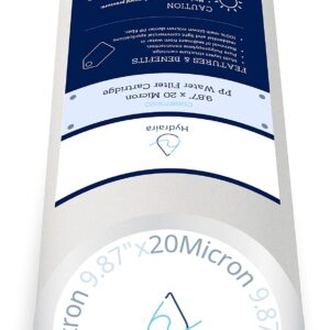 Hydraira 4-Pack 20 Micron 9.87” x 2.5” Sediment Water Filter Replacement Cartridge for Any Standard RO unit | Whole House RO System | Whole House Sediment Filtration CG9870020