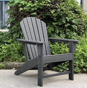 farmhouse adirondack chair wood texture, poly lumber patio chairs, pre-assembled weather resistant outdoor chairs for pool, deck, backyard, garden, fire pit seating, slate gray