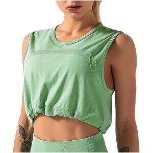 bravetoshop women crop top summer crewneck sleeveless loose comfy sports yaga running workout vest summer tank tops (green,l)