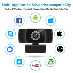 Svarog Webcam with Microphone, Autofocus 1080P HD Webcam with Privacy Cover & Tripod,USB 2.0 Desktop PC Web Camera,Plug and Play,60° Wide-Angle View for Gaming Conferencing Study Streaming Zoom