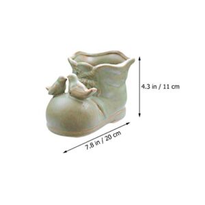 Happyyami 1PC Shoe Pot Ceramic Flower Planter Cactus Pot Retro planters Rustic Tabletop Flower Pot Novelty Succulent planters Farmhouse Flower Pots Small Bonsai Pot Juicy Ceramics Succulents