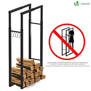 VOUNOT Firewood Rack Adjustable Firewood Holder Heavy Duty Log Holder Stand for Fireplace Fire Wood Storage Holder for Indoor Outdoor 5 ft Height Black