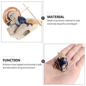 DOITOOL Bonsai Figurines 2Pcs Miniature Fisherman Figurines Mini Fishing Garden Statue Bonsai Figurine Ornament for Micro Landscape Fish Tank Sand Decor Fish Tank Landscape Ornament