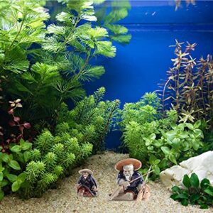 DOITOOL Bonsai Figurines 2Pcs Miniature Fisherman Figurines Mini Fishing Garden Statue Bonsai Figurine Ornament for Micro Landscape Fish Tank Sand Decor Fish Tank Landscape Ornament