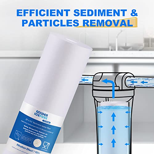 GOLDEN ICEPURE 5 Micron 4.5" x 20" Whole House Sediment Water Filter Compatible for 155358-43, FP25B, P5-20, FPMB5-20, CB-45-2005, SDC-45-2005, AP810-2 2PACK