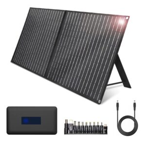dexpole 100w solar panels portable foldable solar charger with charge controller, 4 outputs type-c/usb/dc for most of solar generator power station/rv/phone/laptop/tablet/camera