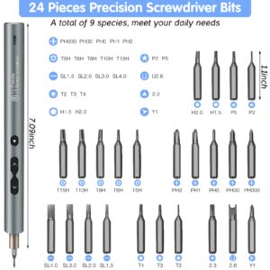 Precision Screwdriver Set, 28 in 1 Small Cordless Electronic Rechargeable Torque Power Drill Kit, Portable Automatic Mini Pen Screwdriver w/ 24 Bits Light for Computer Phone Laptop RC Car Toy Repair