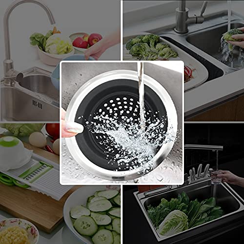 2PCS Sink Strainers,Flexible Silicone and Stainless Steel Kitchen Sink Drainer Baskets，Large Wide Rim 4.5 inch Diameter,Rust Free,Prevent Food Residues from Clogging