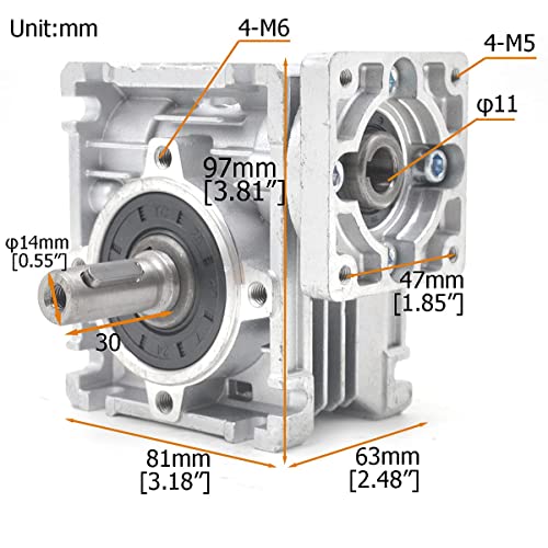 Worm Gear Gearbox NMRV-030 Speed Reducer Ratio 10 :1 for Stepper Motor