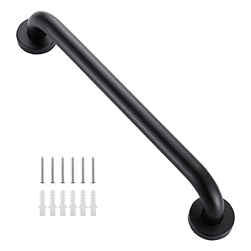 DeDebrly Shower Grab Bar 16-Inches Bathtub Grab Bar, Stainless Steel Safety Grab Bar, Home Care Bathroom Safety Grab Bar Hand Support Rail Balance Handrail, Matte Black