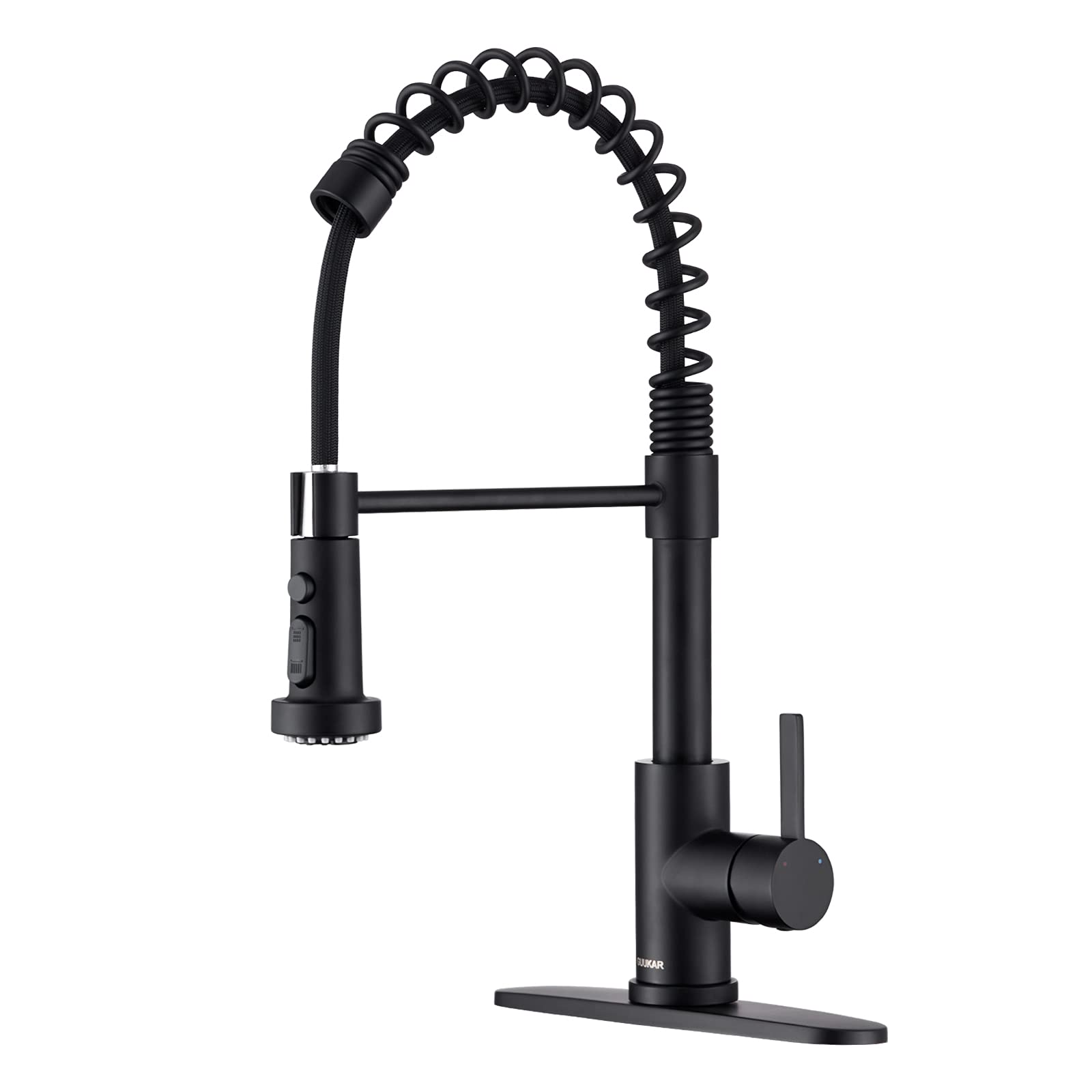 Faucet for Kitchen Sink, Black Kitchen Faucet with Pull Down Sprayer, GUUKAR Modern Commercial Spring Pull-Out Kitchen Sink Faucet