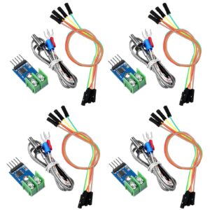weewooday 4 sets direct current 3-5v max6675 themocouple module and k type thermocouple temperature sensor thermocouple sensor set m6 screw with cable cord compatible with arduino/raspberry pi