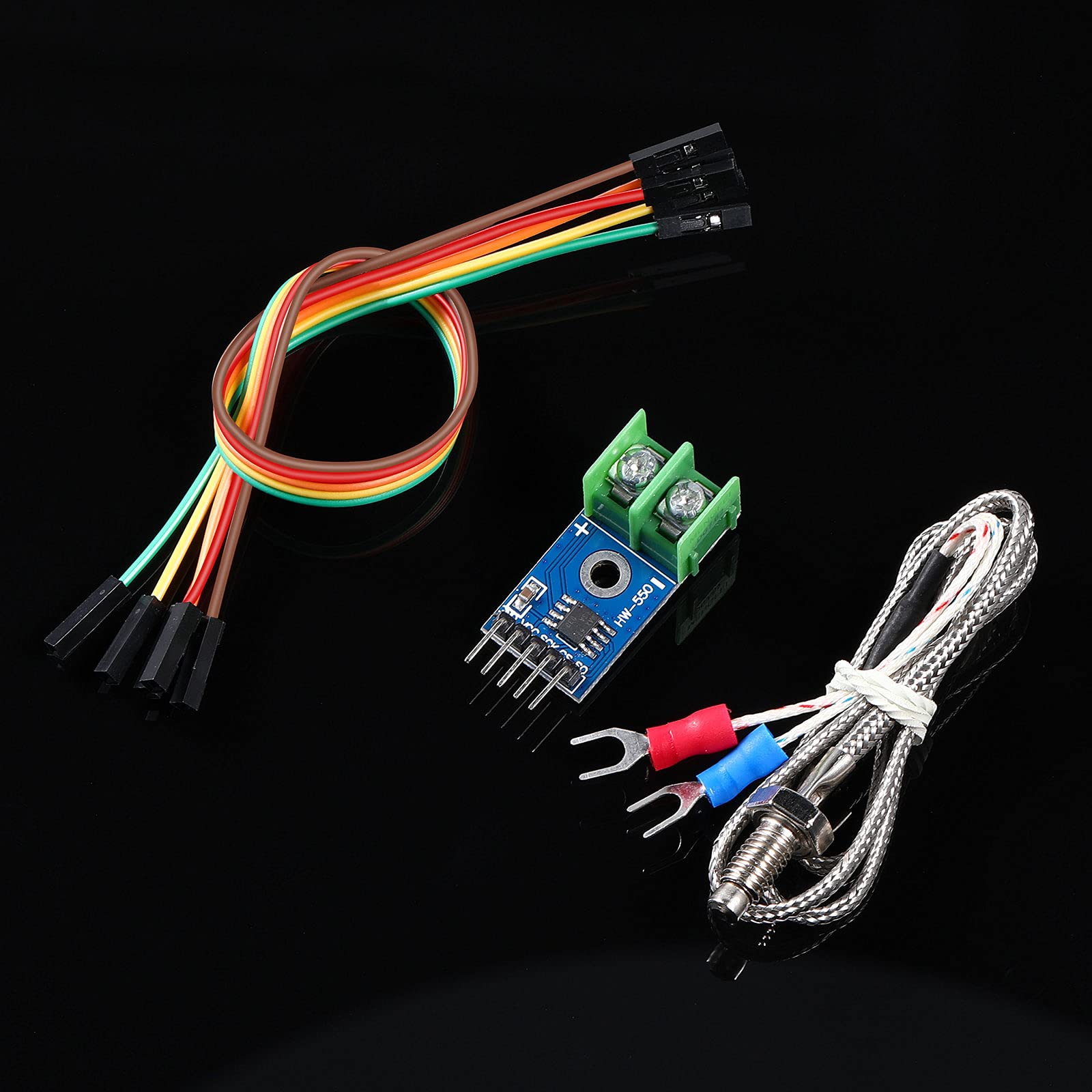 Weewooday 4 Sets Direct Current 3-5v Max6675 Themocouple Module and K Type Thermocouple Temperature Sensor Thermocouple Sensor Set M6 Screw with Cable Cord Compatible with Arduino/Raspberry Pi