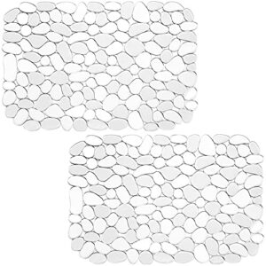 Coopay Kitchen Sink Mat Pebble Sink Mat PVC Eco-friendly Kitchen Adjustable Stainless steel/Porcelain Dish Drying Pad Sink Protector for Bottom of Kitchen Sink, 15.8 x 11.8 inches (2 Pack, Clear)