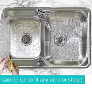 Coopay Kitchen Sink Mat Pebble Sink Mat PVC Eco-friendly Kitchen Adjustable Stainless steel/Porcelain Dish Drying Pad Sink Protector for Bottom of Kitchen Sink, 15.8 x 11.8 inches (2 Pack, Clear)