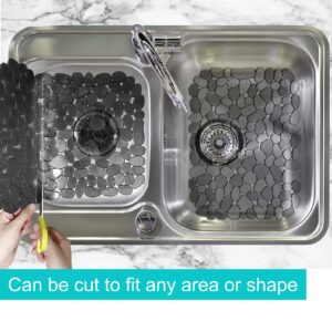 Coopay Kitchen Sink Mat Pebble Sink Mat PVC Eco-friendly Kitchen Adjustable Stainless steel/Porcelain Dish Drying Pad Sink Protector for Bottom of Kitchen Sink, 15.8 x 11.8 inches (2 Pack, Gray)