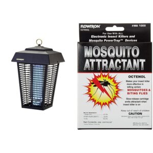 flowtron bk-80d 80-watt electronic insect killer, 1-1/2 acre coverage & ma-1000 octenol mosquito attractant cartridge