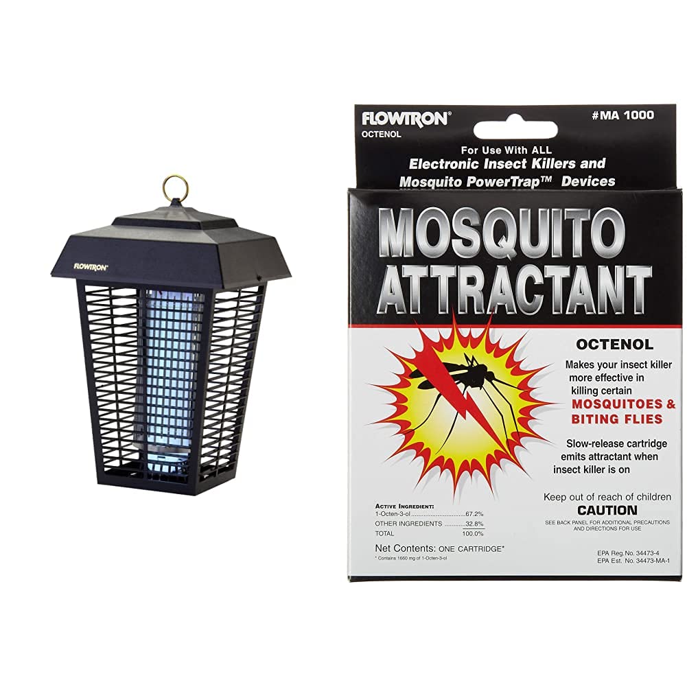 Flowtron BK-80D 80-Watt Electronic Insect Killer, 1-1/2 Acre Coverage & MA-1000 Octenol Mosquito Attractant Cartridge