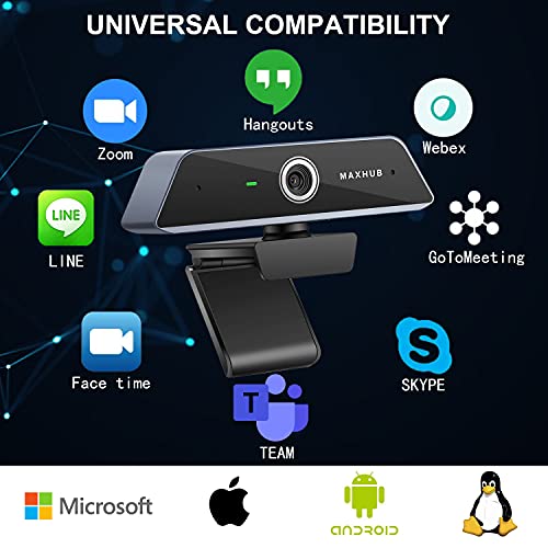 MAXHUB 4K AutoFocus Web Cameras for Computers, Streaming Webcam with Dual Microphone Plug and Play USB HD Webcam with 13MP for Pro Streaming/Online Teaching/Video Calling/Zoom/Skype