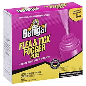 Bengal Flea and Tick Fogger Plus – 3 Pk Odorless Spray Treatment for Home Infestations – 12 Week Insect Killer, 3x2.7 oz