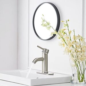 Greenspring Brushed Nickel Bathroom Faucet Single Handle One Hole Modern Vanity Sink Faucet Deck Mount Brass Commercial Lavatory Basin Bath Tap with Pop Up Drain and Cover Plate