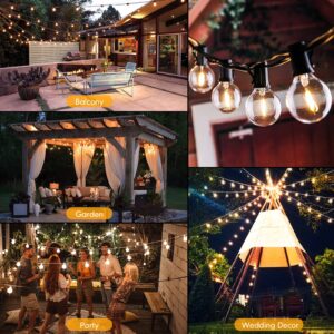 LED Outdoor String Lights 100FT Patio Light with 52 Shatterproof G40 Dimmable Globe Bulb, 2-Pack 50FT Waterproof Outside Hanging String Light for Christmas Backyard Porch Balcony Gazebo Party
