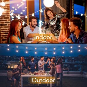 LED Outdoor String Lights 100FT Patio Light with 52 Shatterproof G40 Dimmable Globe Bulb, 2-Pack 50FT Waterproof Outside Hanging String Light for Christmas Backyard Porch Balcony Gazebo Party