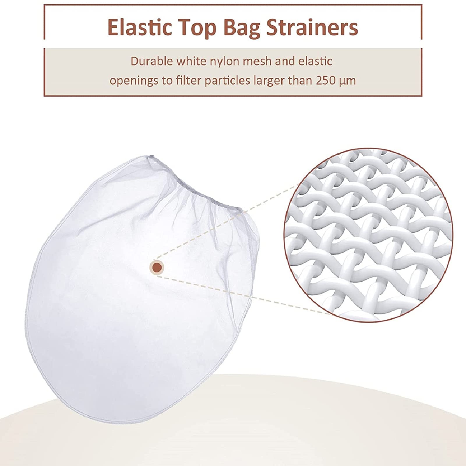 Patelai 50 Pieces 5 Gallon Paint Strainer Bags White Regular Fine Mesh/Elastic Top Bag Strainers for Use with Paint Sprayers