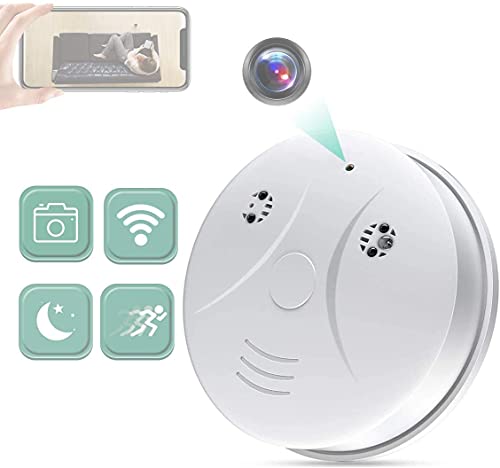 Hidden Camera Smoke Detector, HD 1080P WiFi Spy Hidden Camera with Night Vision and Motion Detection Small Mini Camera for Home Office Security Nanny Cams No Audio