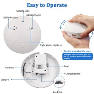 Hidden Camera Smoke Detector, HD 1080P WiFi Spy Hidden Camera with Night Vision and Motion Detection Small Mini Camera for Home Office Security Nanny Cams No Audio