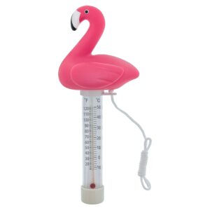 u.s. pool supply floating flamingo thermometer - easy to read temperature display, measures up to 120° fahrenheit & 50° celsius - swimming pools, spas, kids pools, cute fun pink animal, tether string