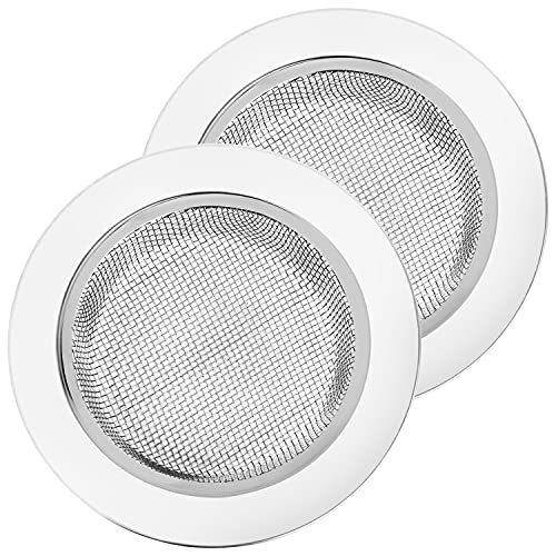 CORNERJOY 2PCS Kitchen Sink Strainer-Stainless Steel Mesh Drain Strainer,Large Wide Rim 4.5" Diameter