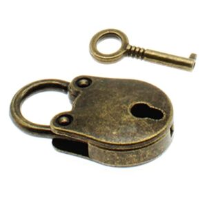 ozxno 1pcs vintage mini bear padlock key lock antique style small key lock(bronze)