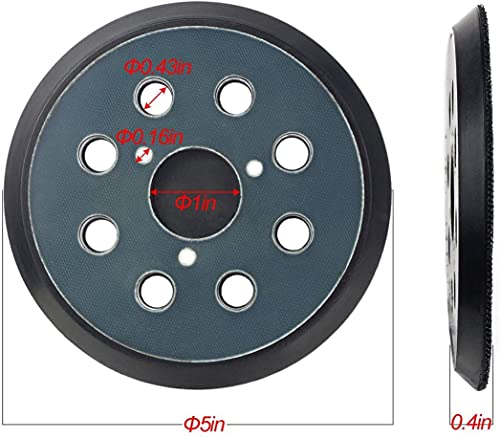 5 Inch 8 Hole Sander Hook and Loop Replacement Sanding pad Compatible with Porter Cable DeWalt Makita - Fits DW421/K, DW423/K & BO5010, BO5030K, BO5031K, BO5041K & 343/343k, 390/390K, 382 Orbit Sander